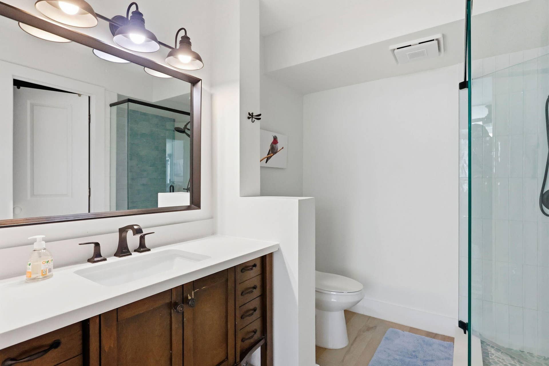 1239 Hillsboro Mile, #302, Hillsboro Beach, FL 33062 Bathroom featuring a dark wood-finish vanity with a white countertop and rectangular undermount sink