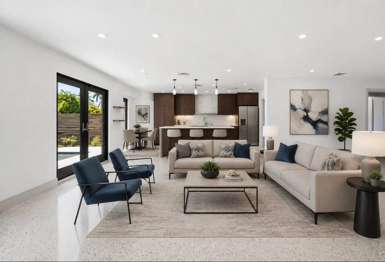 Virtually staged living area