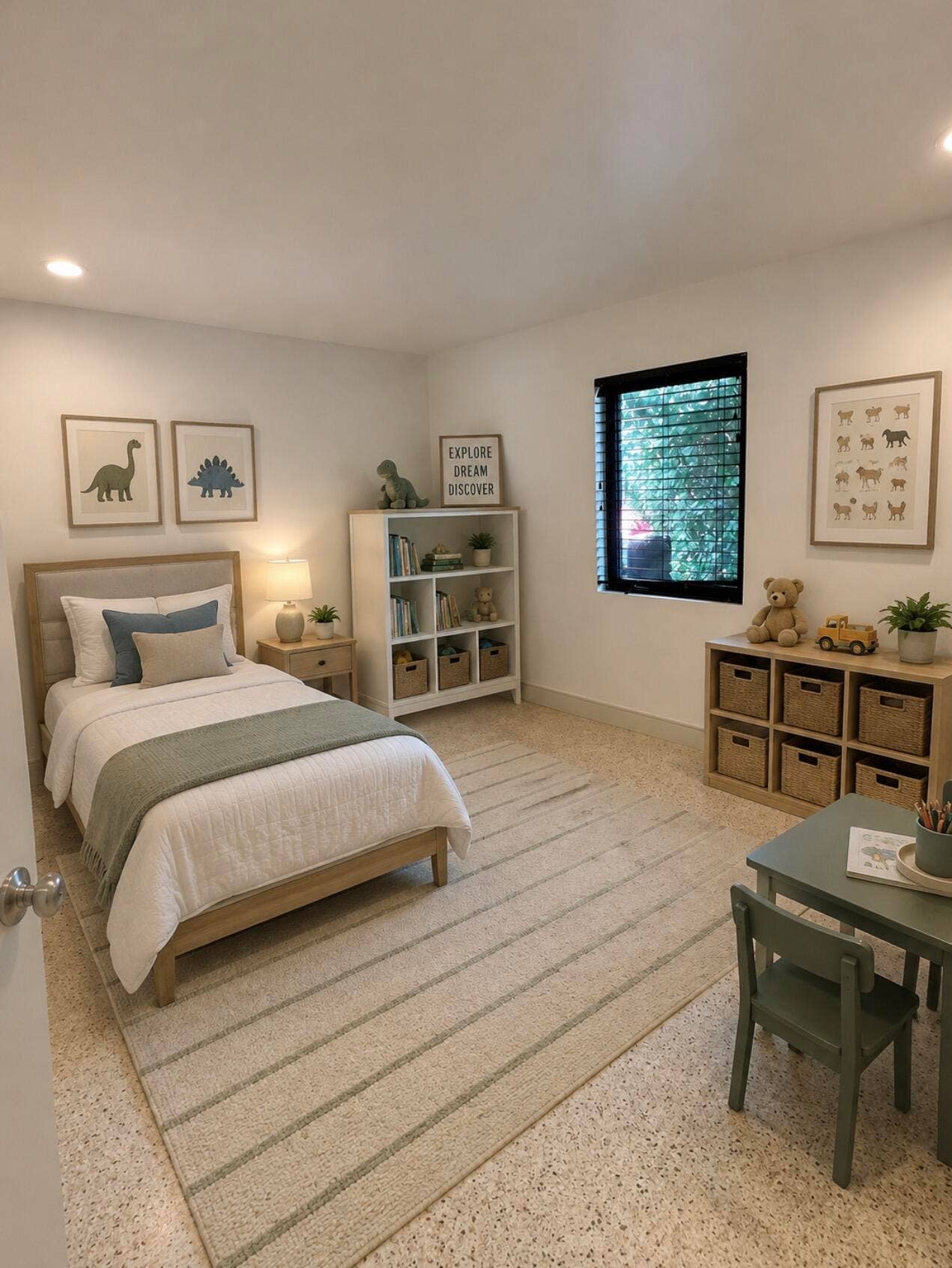 Virtually staged bedroom.