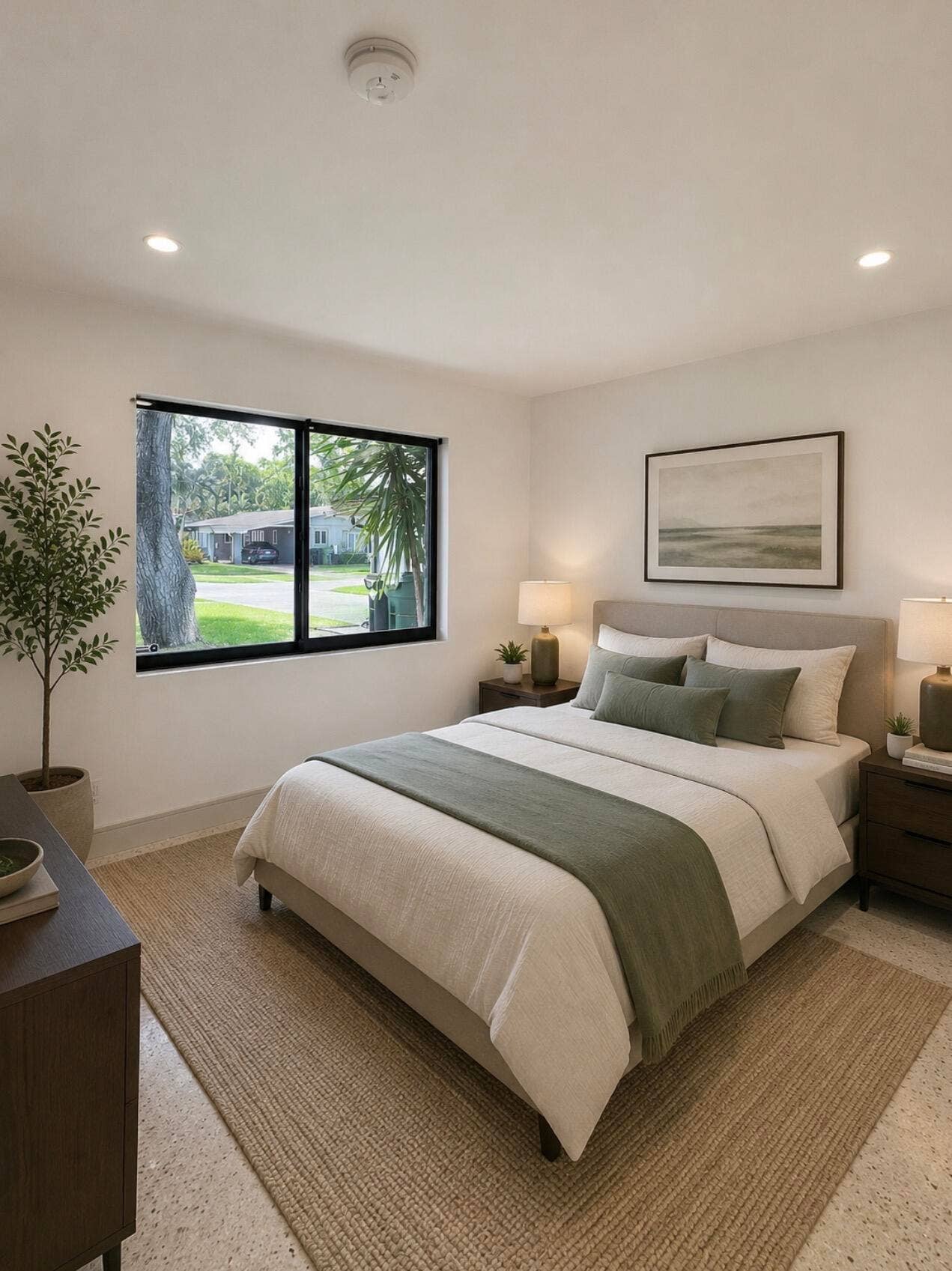 Virtually staged guest room.