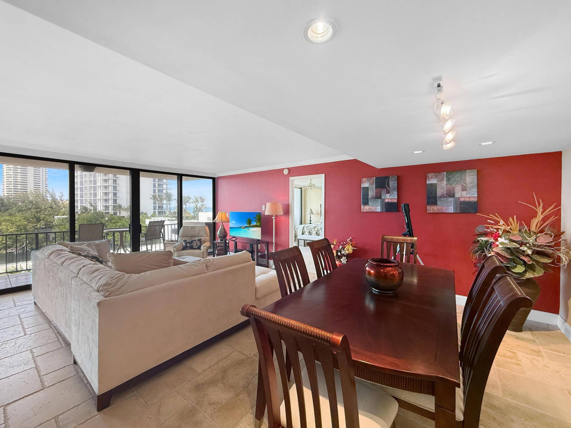 4200 N Ocean, #2-406, Singer Island, FL 33404 Living Room and Dining Area