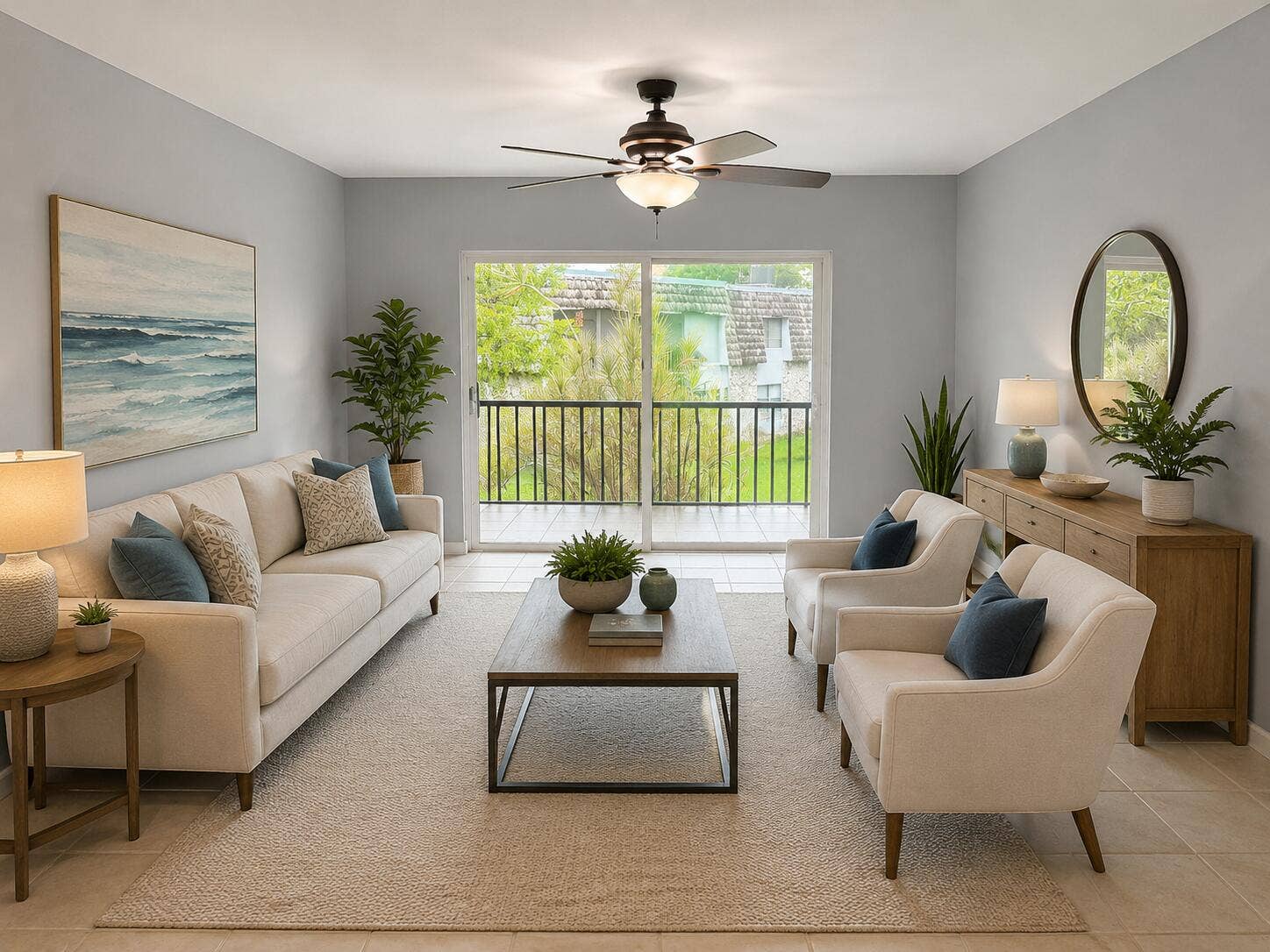 3125 Oakland Shores Drive, #B202, Oakland Park, FL 33309 living room - virtually staged