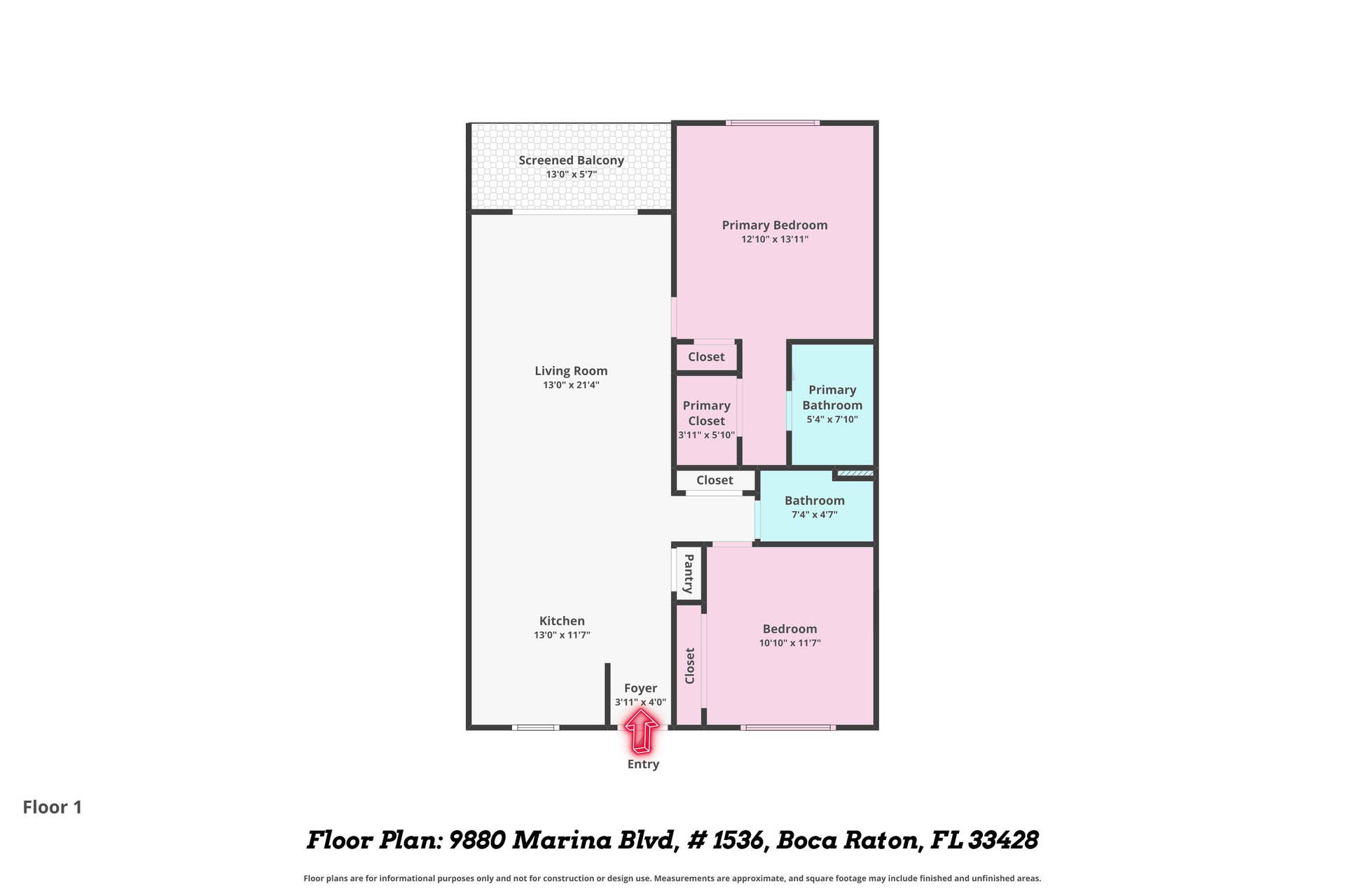 9880 Marina Boulevard, #1536, Boca Raton, FL 33428 2 Floor Plan