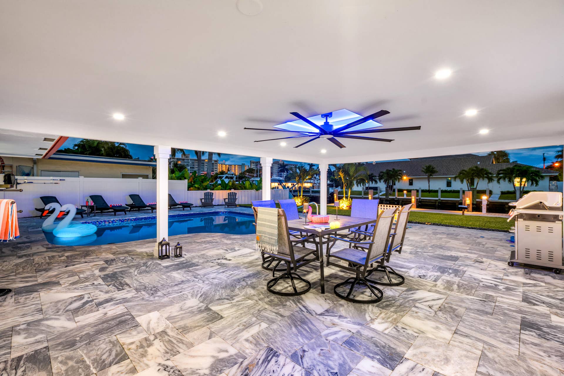 2760 NE 7TH Street, Pompano Beach, Pompano Beach, FL 33062 Covered Patio at Twilight