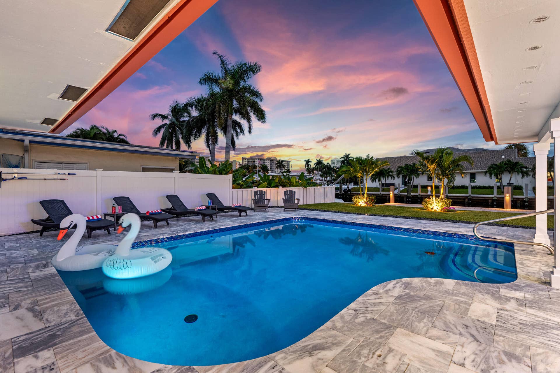 2760 NE 7TH Street, Pompano Beach, Pompano Beach, FL 33062 Swimming Pool at Sunset