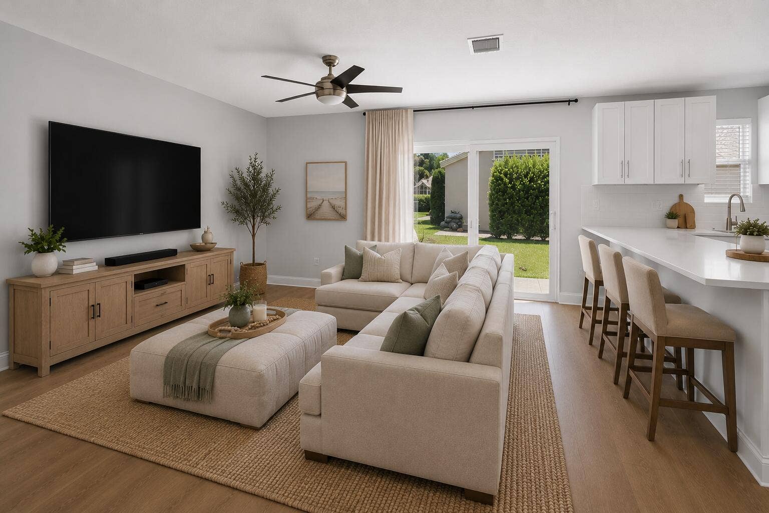 9444 NW 8th Circle, Plantation, FL 33324 Family room -eat in kitchen - Ai generated photo - digitally staged. May not depict exact proportions.
