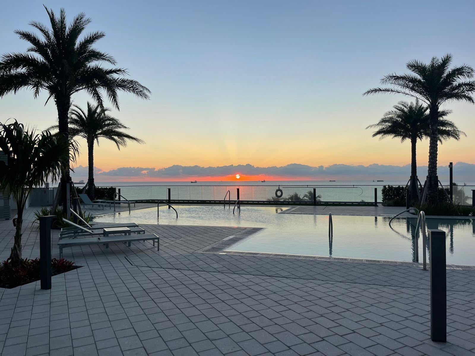 153 N Seabreeze Boulevard N, #1803, Fort Lauderdale, FL 33304 This is the view every morning of the sunrise from Selene east pool facing the ocean