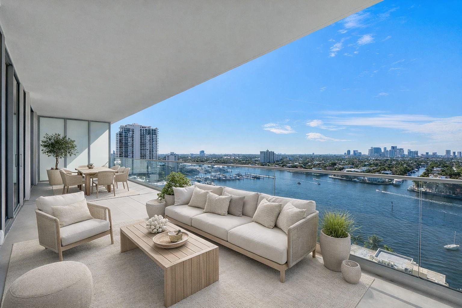 153 N Seabreeze Boulevard N, #1803, Fort Lauderdale, FL 33304 The Balcony is huge with breathtaking views, Watch the boat parade from your balcony. Virtually staged.