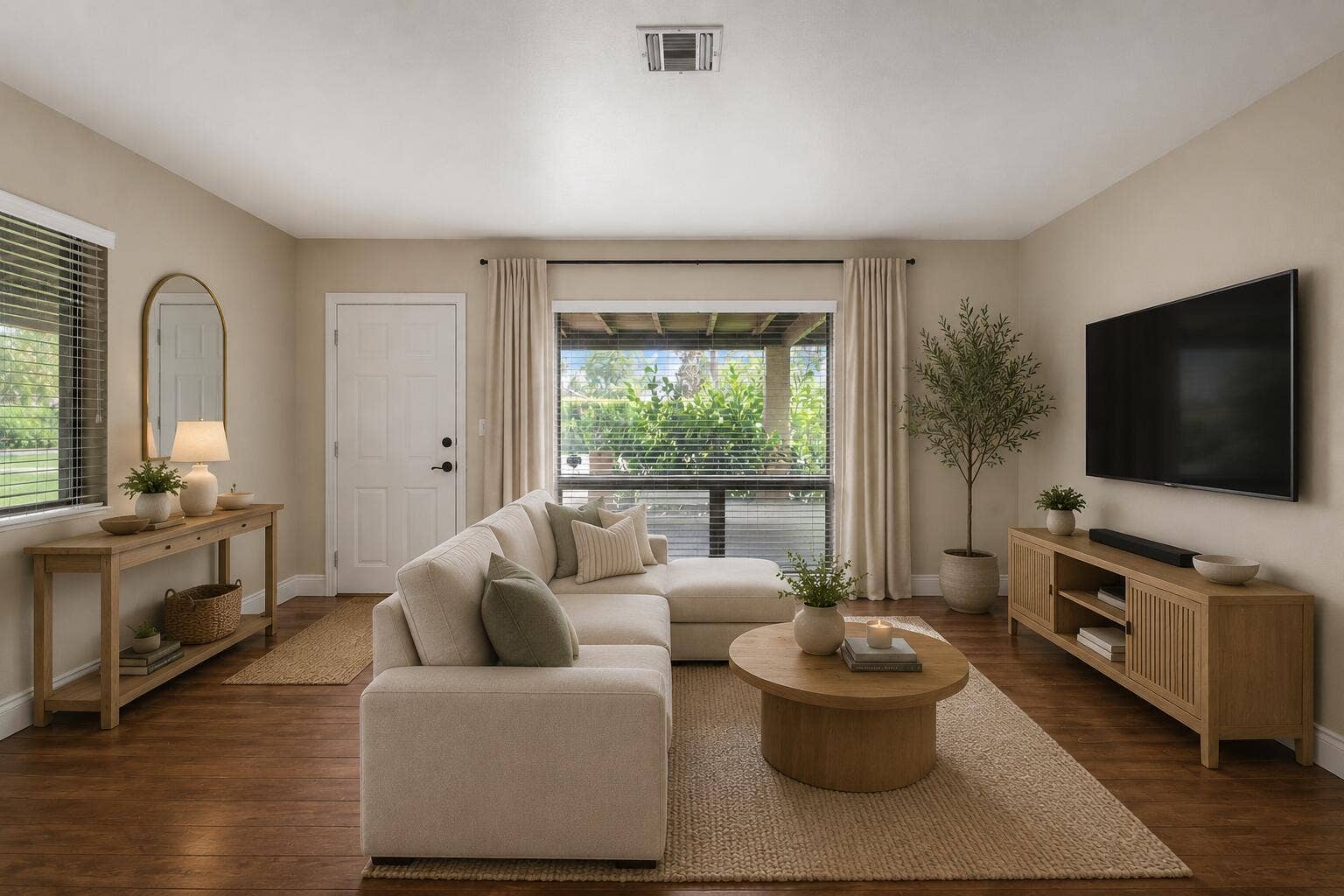Virtually staged living area.