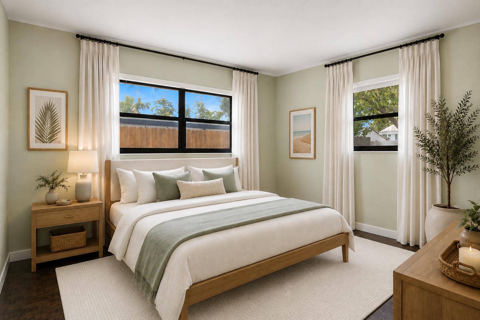 Virtually staged primary bedroom.