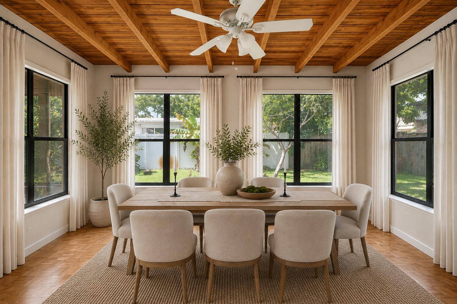 Virtually staged dining area.