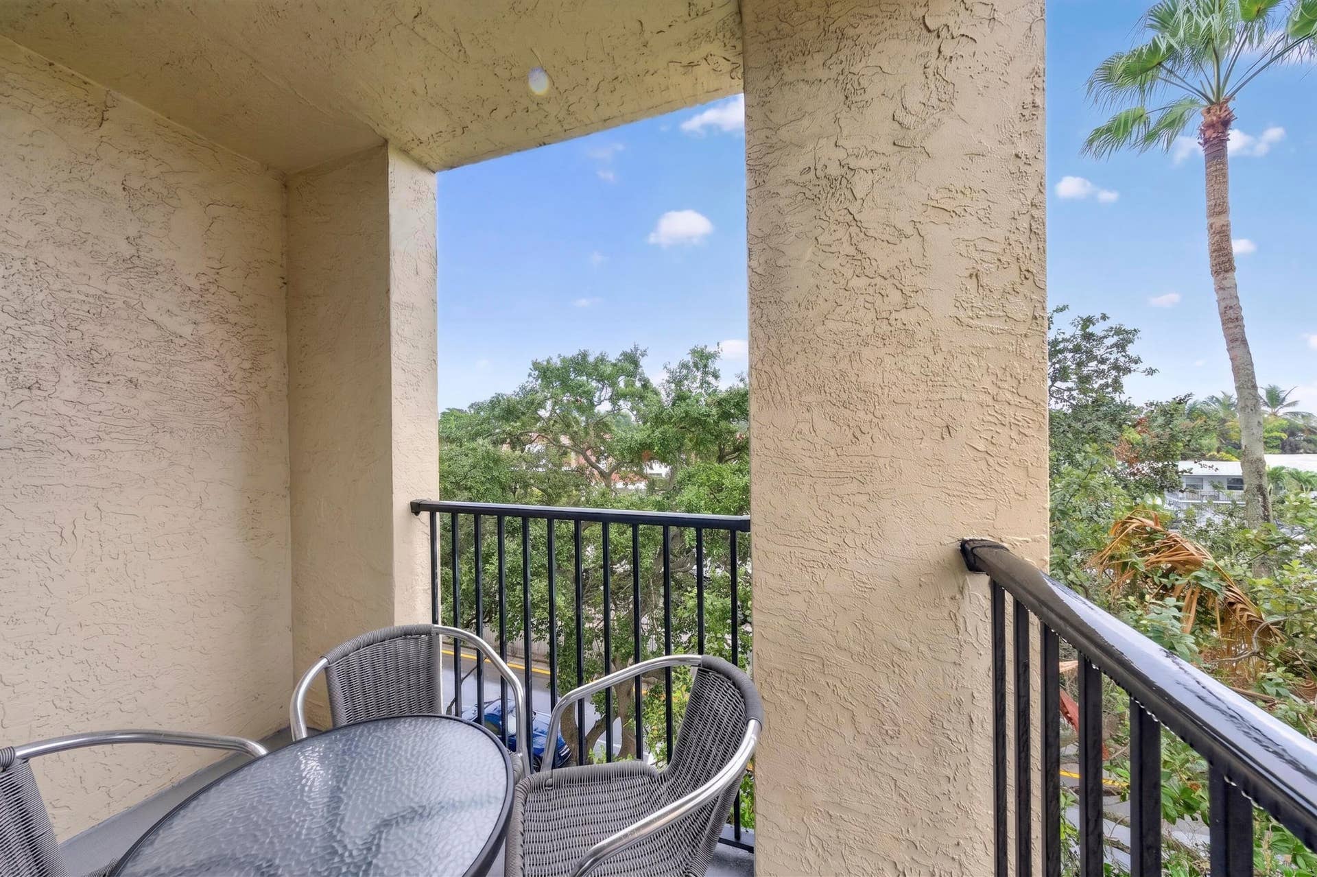 Private balcony with peaceful southeast viewsperfect for morning coffee or evening relaxation.