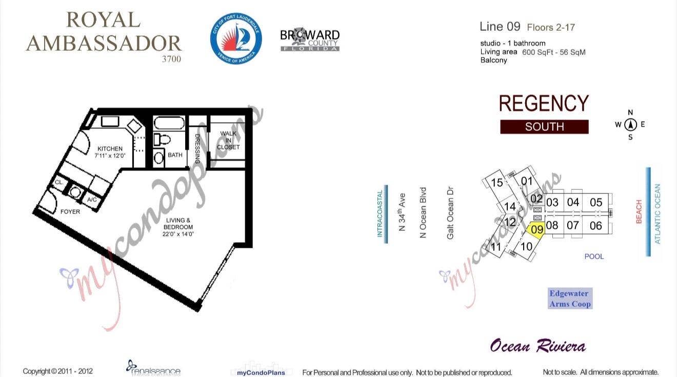 3700 Galt Ocean Drive, #209, Fort Lauderdale, FL 33308 Unit #209 floor plan