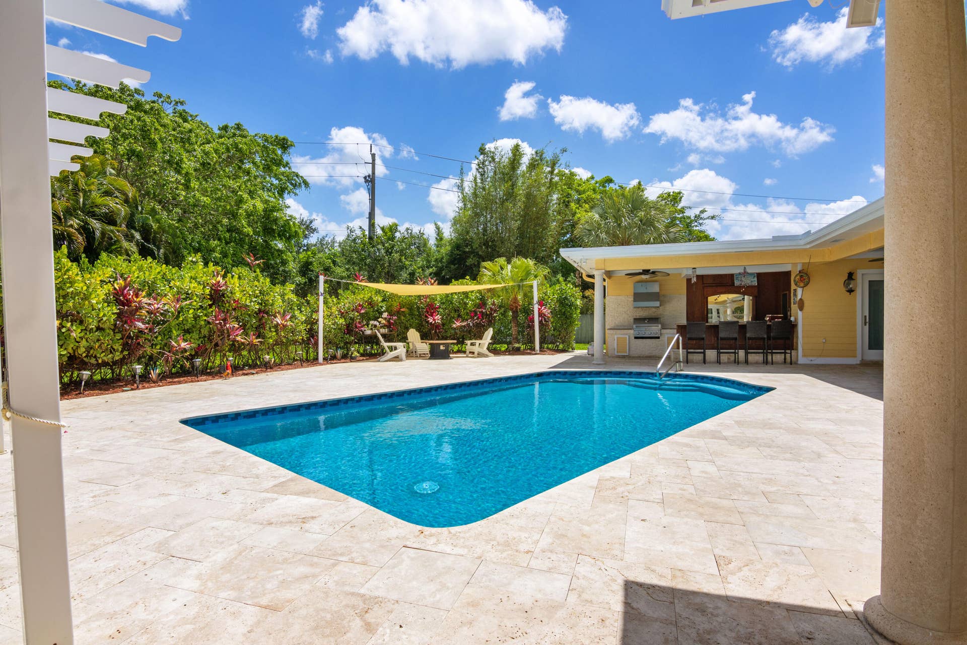 pool view from covered patio corner