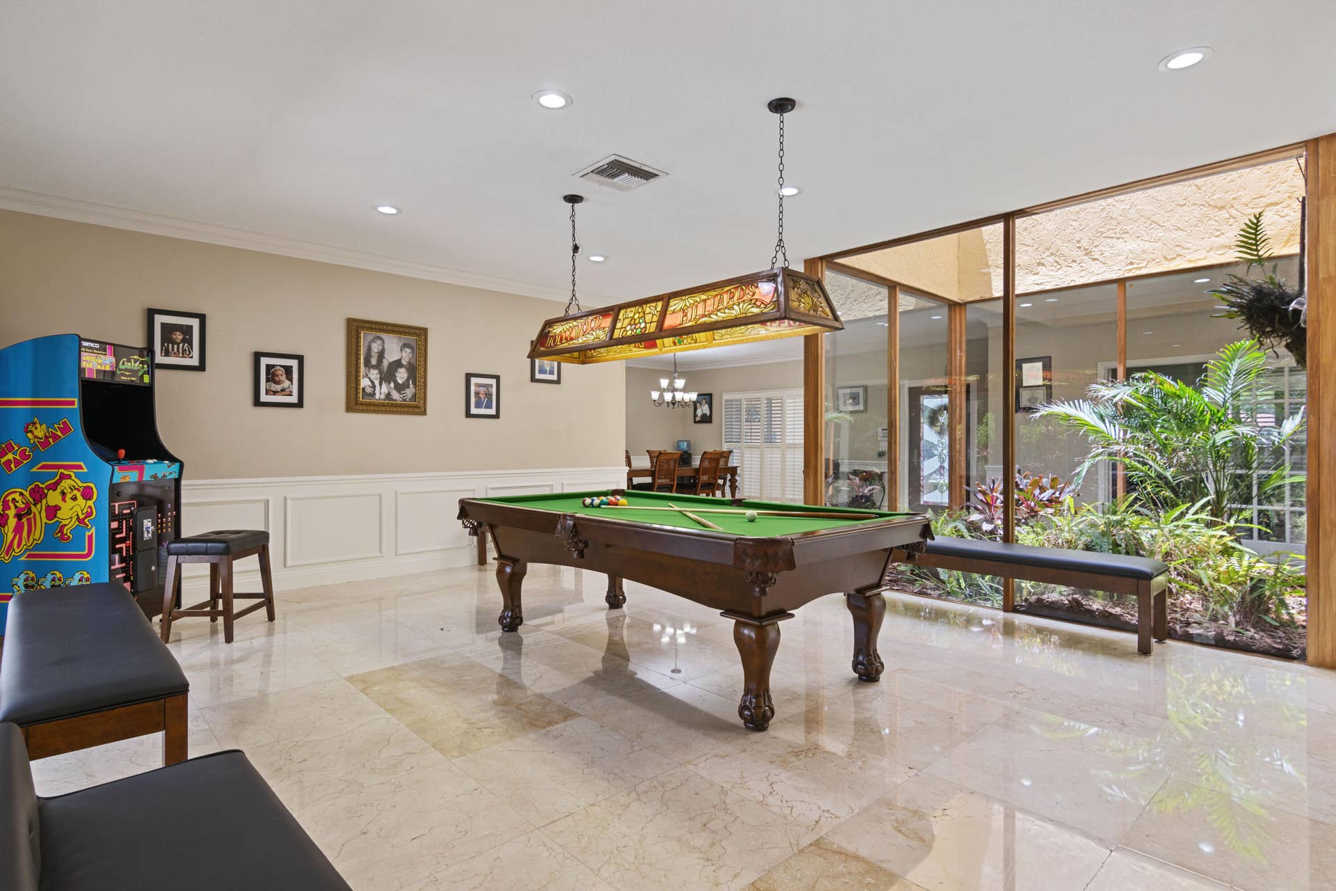 pool table w atrium in back