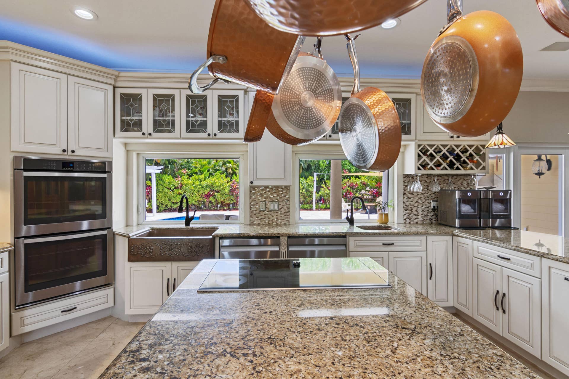 kitchen view pot rack