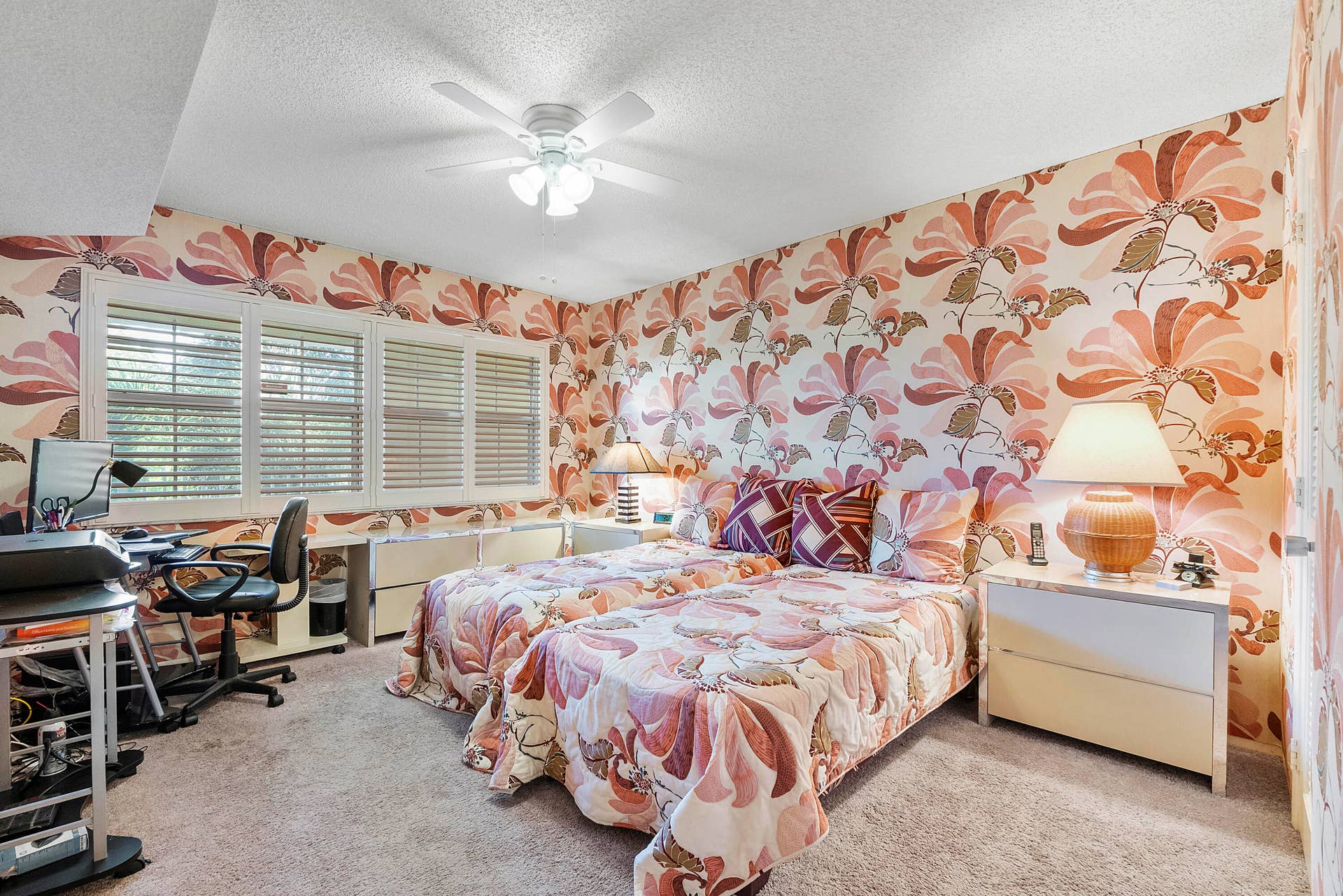 804 Cypress Grove Lane, #408, Pompano Beach, FL 33069 2nd large bedroom. Unique fabric wallpaper.