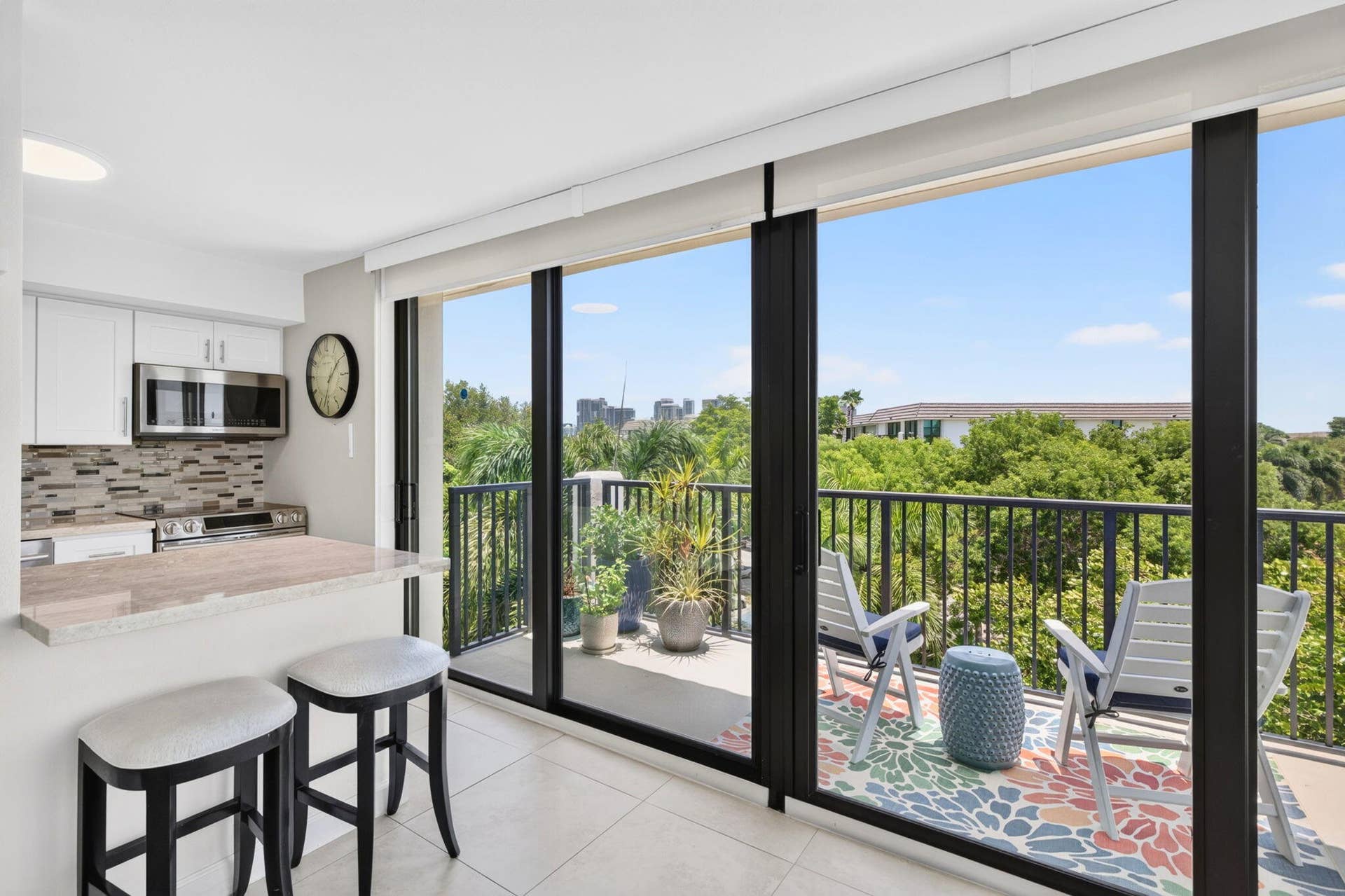 1301 River Reach Drive, #516, Fort Lauderdale, FL 33315 1301-516 Kitchen to Balcony
