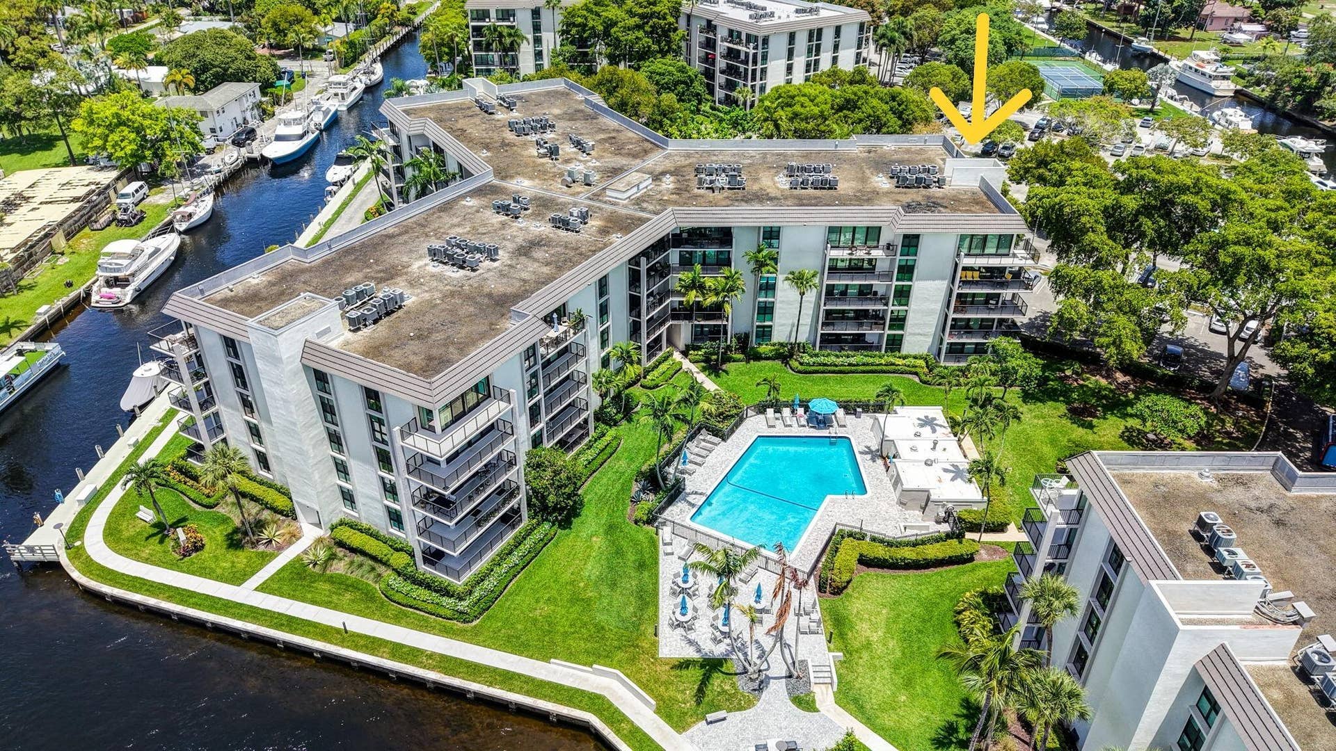1301 River Reach Drive, #516, Fort Lauderdale, FL 33315 1301 Building and Pool-Aerial View