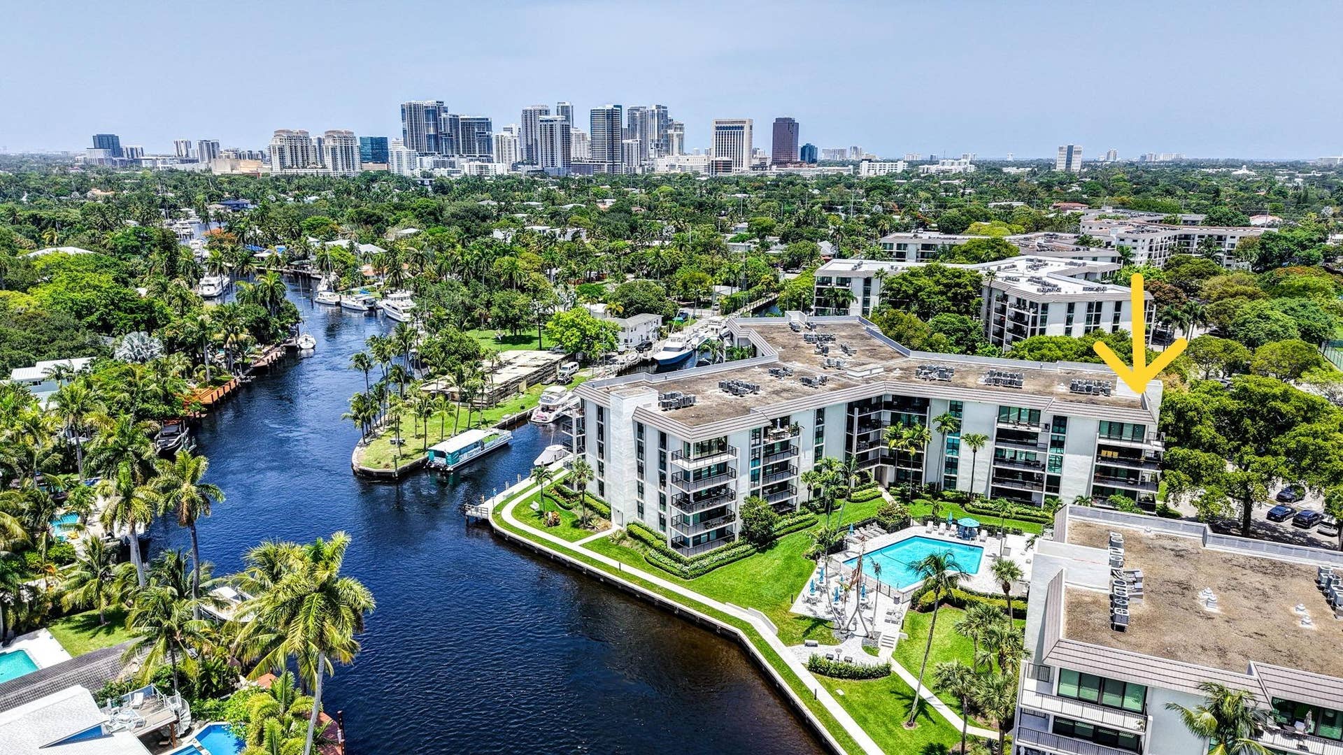 1301 River Reach Drive, #516, Fort Lauderdale, FL 33315 River Reach 1301 Building on the New River-Aerial View East to Downtown