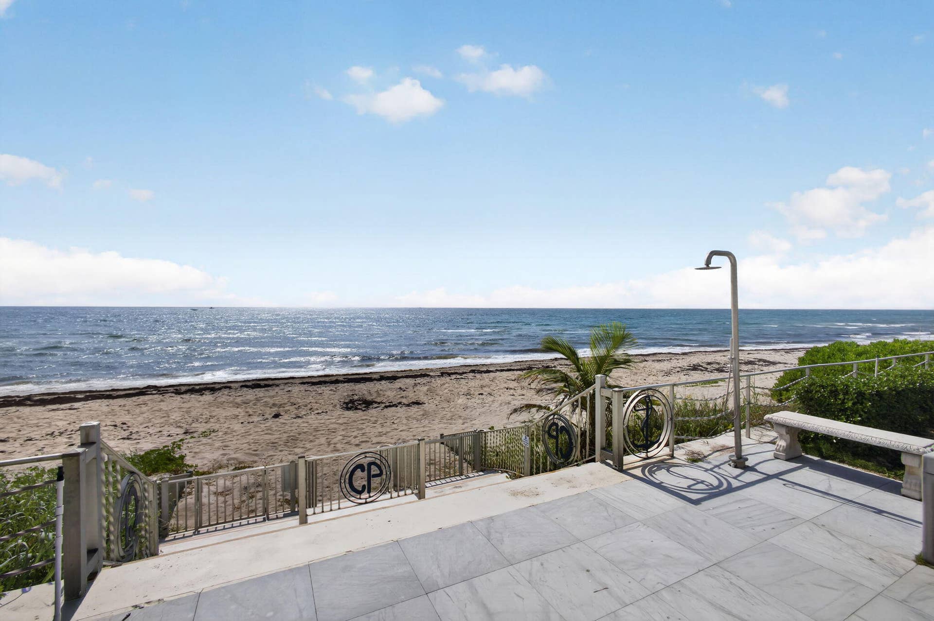 3140 S Ocean Boulevard, #101 S, Palm Beach, FL 33480 Oceanfront patio with large format tile flooring and direct beach access