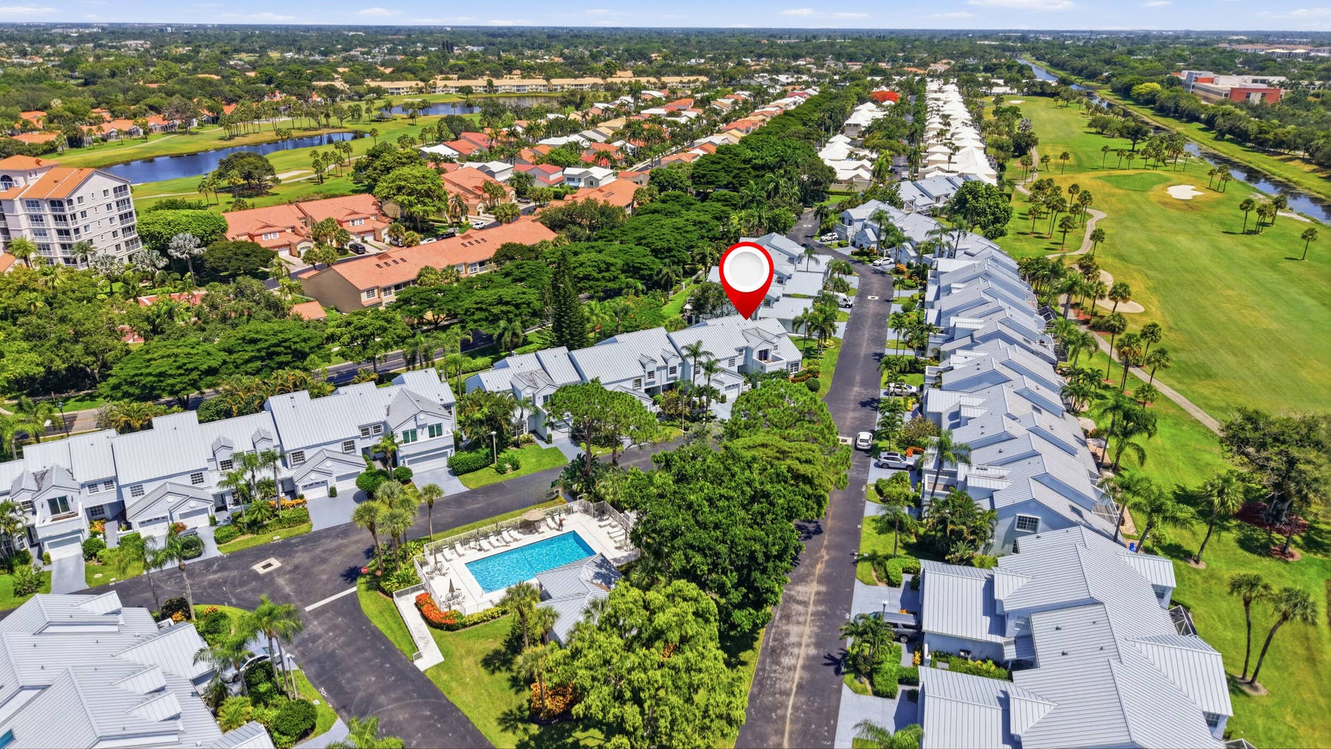 17070 Boca Club Boulevard, #1, Boca Raton, FL 33487 Aerial 3 Pool & Property