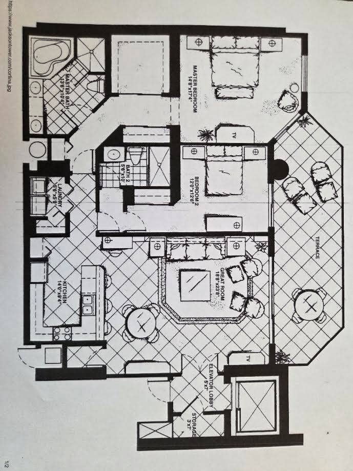 Jackson Tower 1103f Floorplan from original brochure