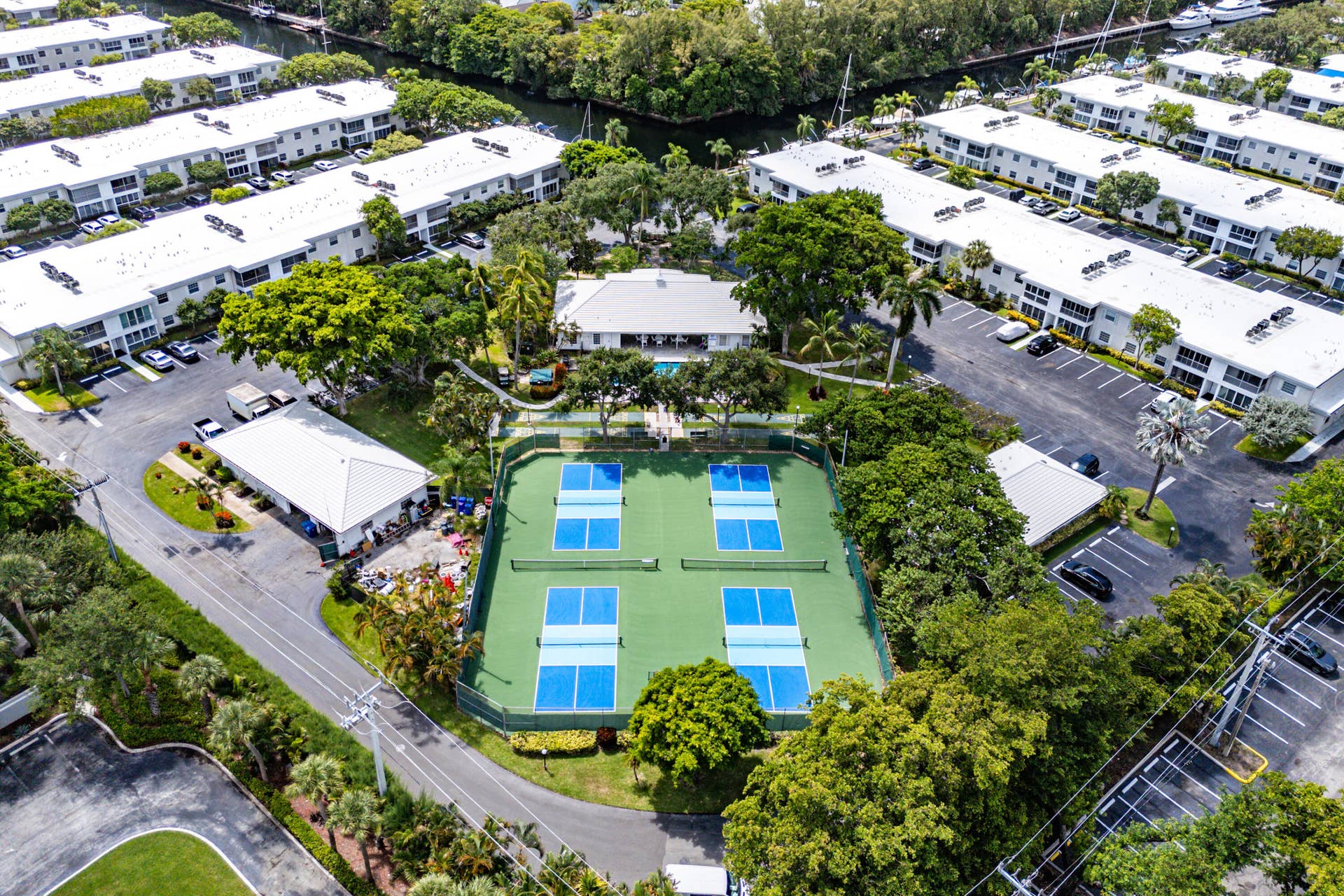 Rec center 2 with pickleball courts and pool.