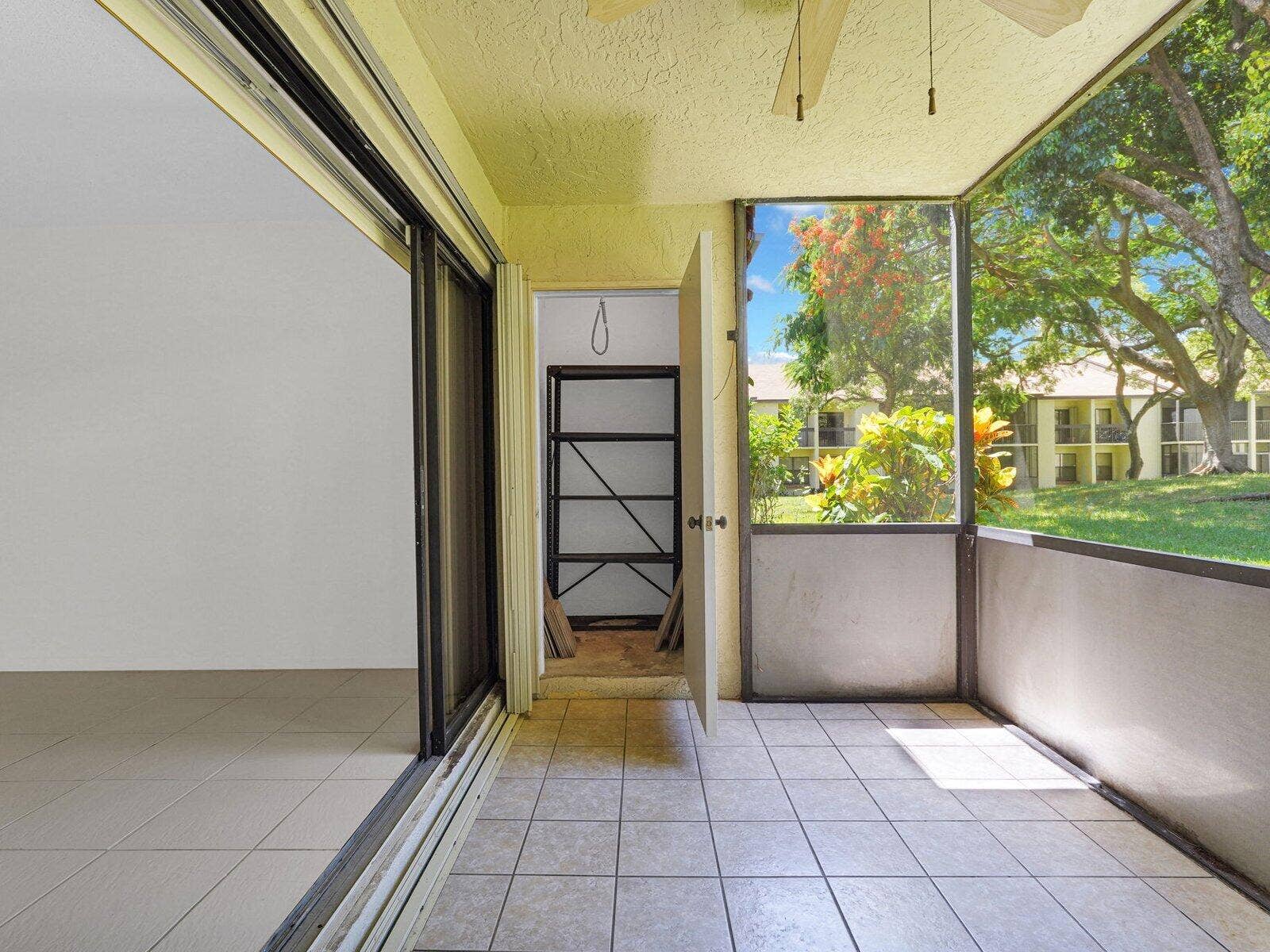 Screened in Patio with Storage