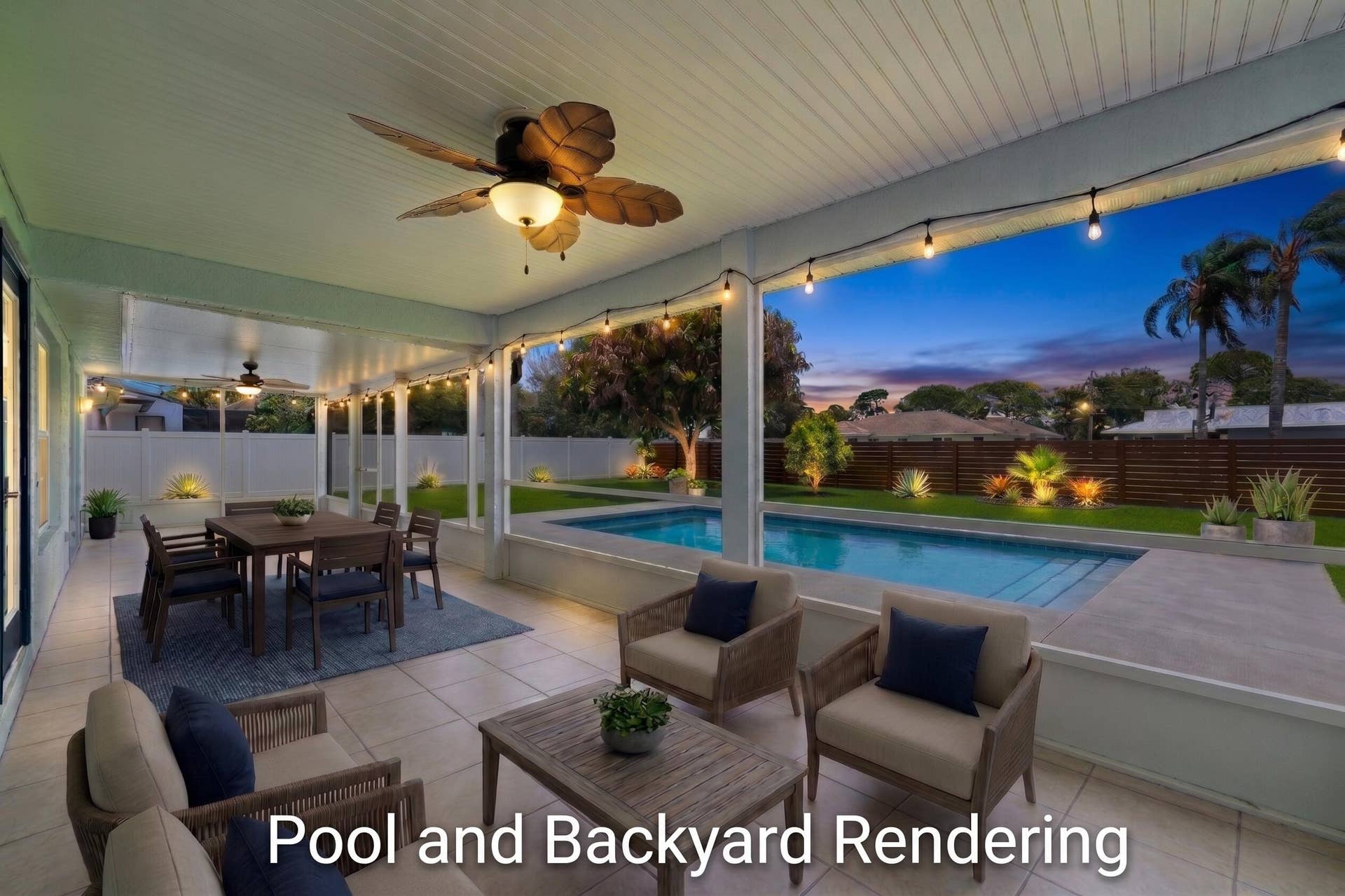 2601 SE Caladium Avenue, Port St Lucie, FL 34952 Pool and Backyard v3 dusk