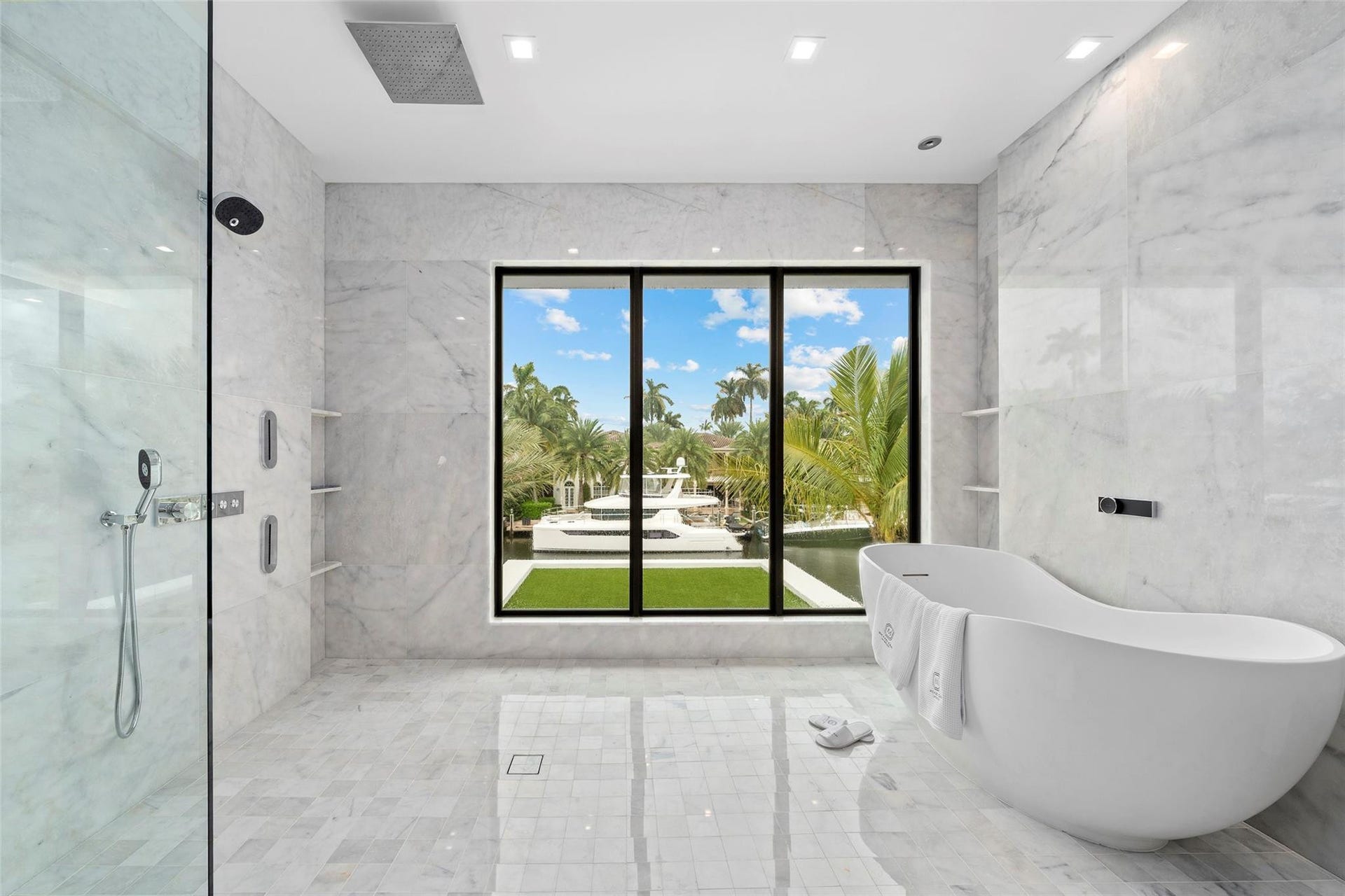 Luxury Bathtub and Dramatic Ceiling-Mounted Tub Filler