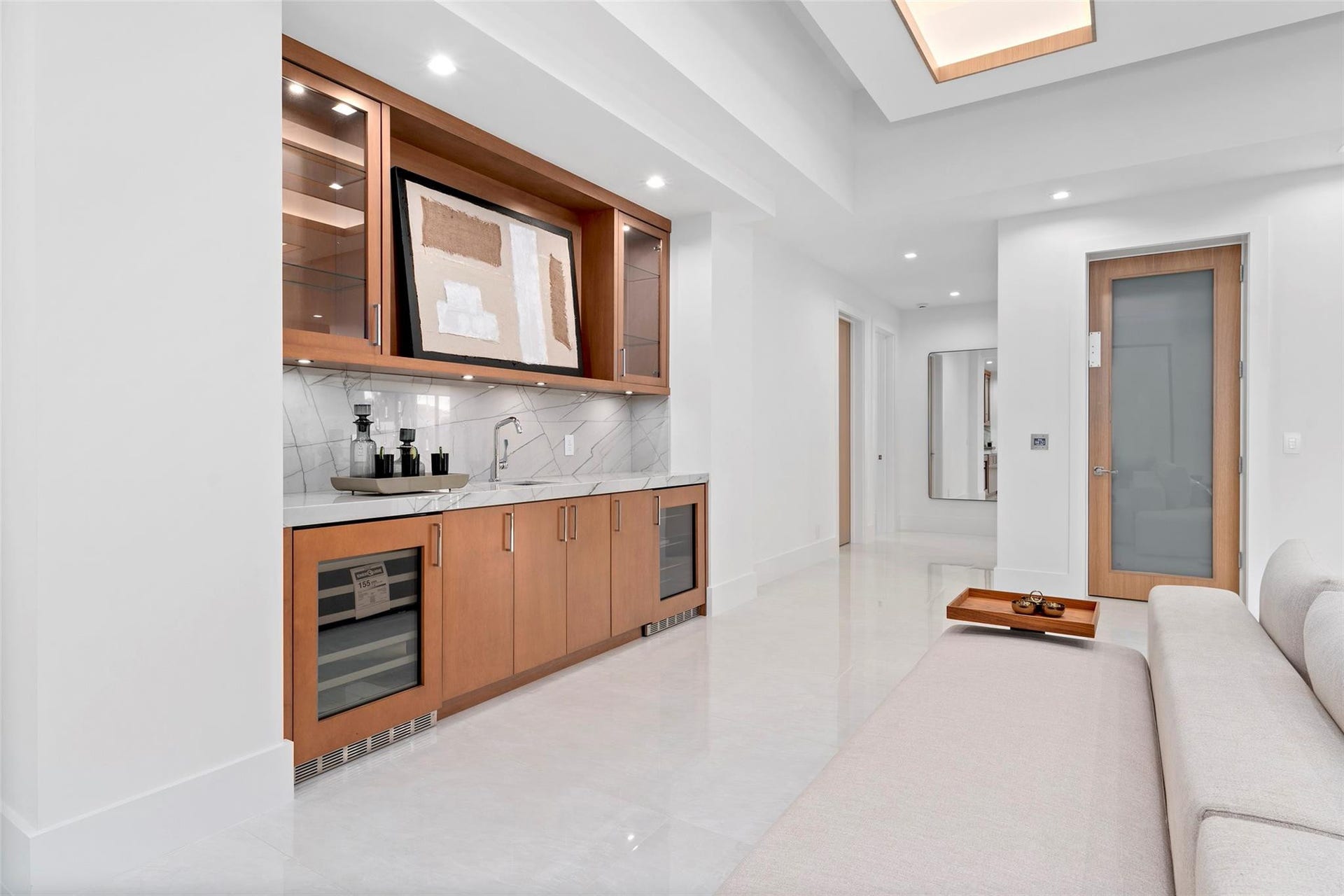 Second-Floor Sitting Area with Wet Bar and Wine Cooler  Perfect for Entertaining