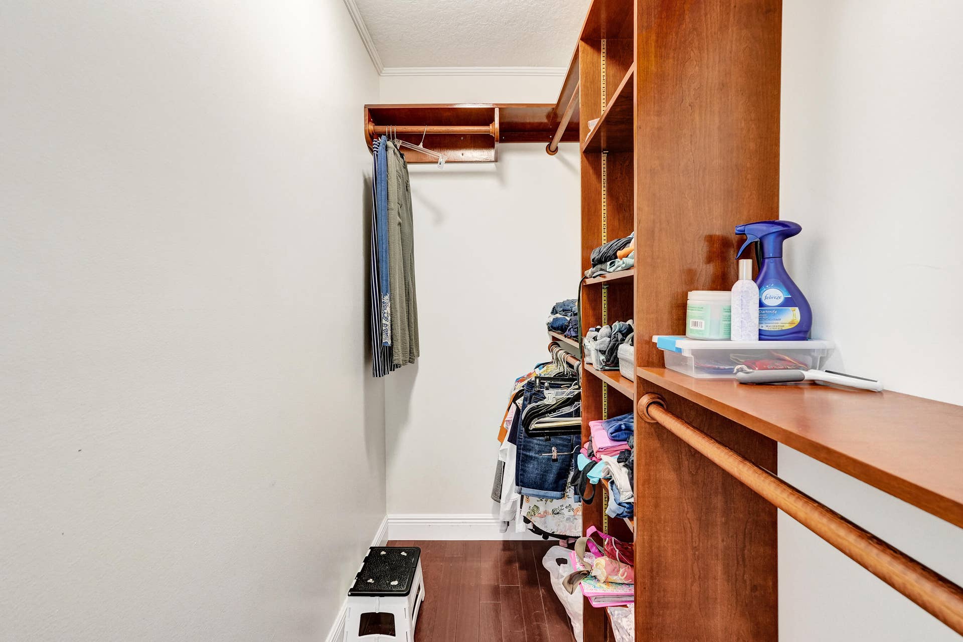 733 JACANA Way, North Palm Beach, FL 33408 Built-in wood shelving system featuring multiple storage compartments and hanging rods