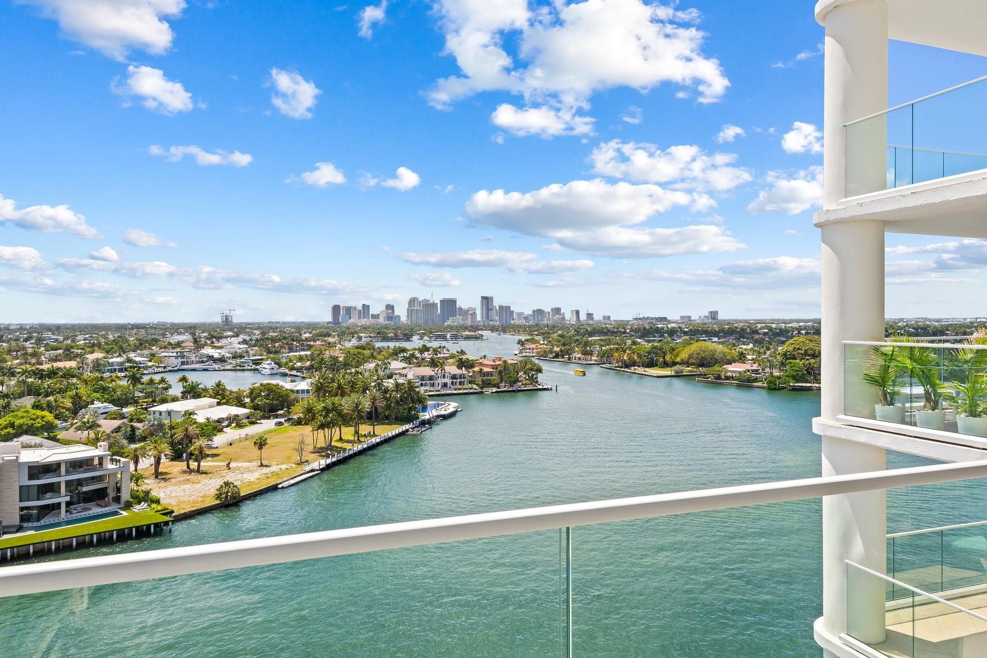 3055 Harbor Drive, #1403, Fort Lauderdale, FL 33316 Expansive water frontage with a vibrant cityscape backdrop