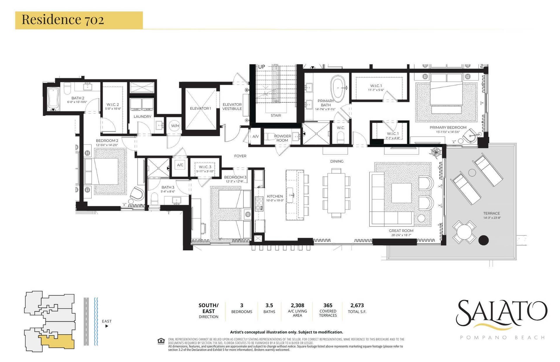 305 Briny Avenue, #402, Pompano Beach, FL 33062 Floorplan