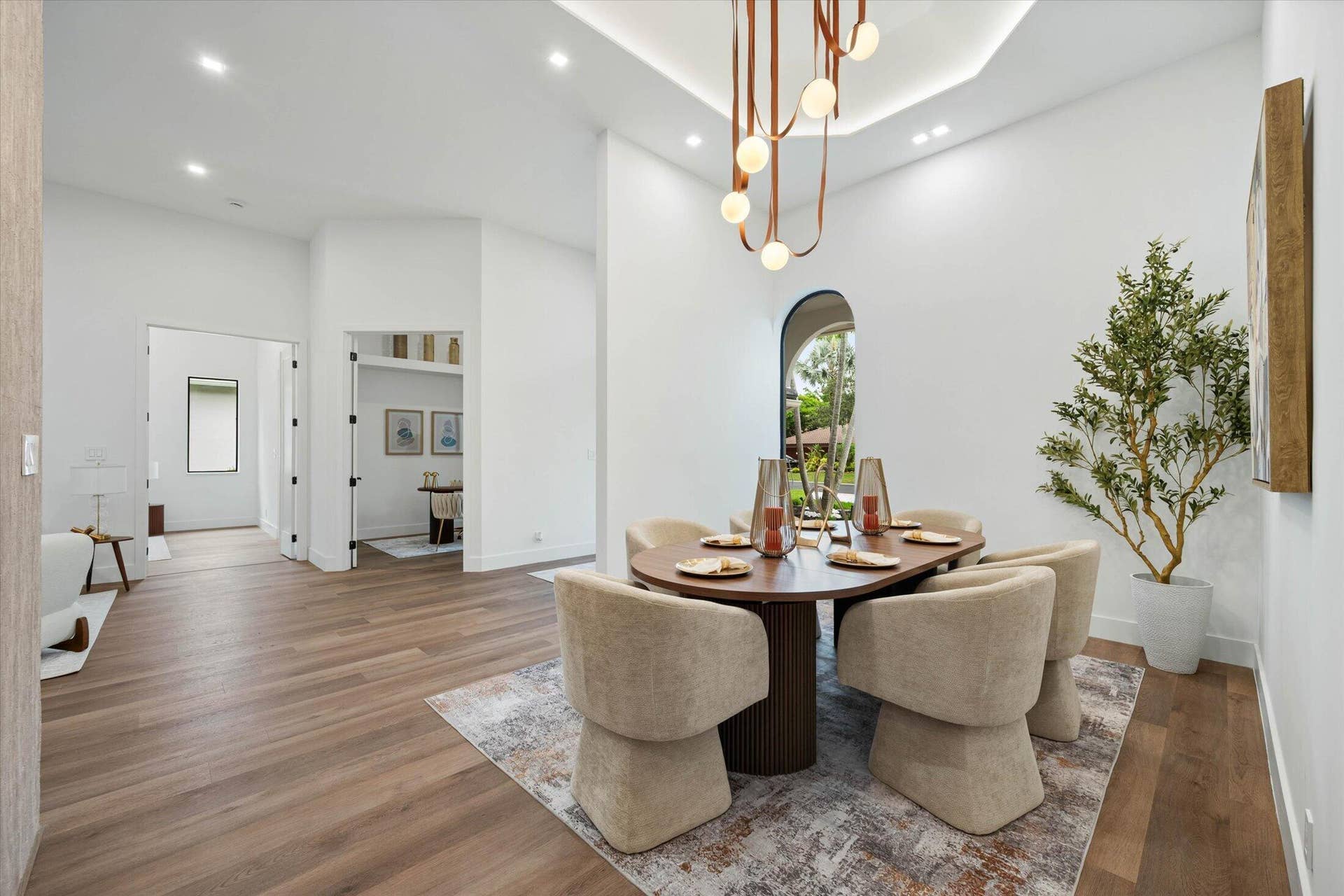 Dining area, with office in the distance