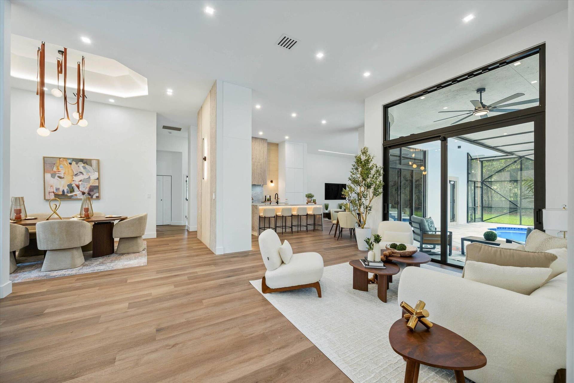 Gorgeous floors and flow - Living room and dining room