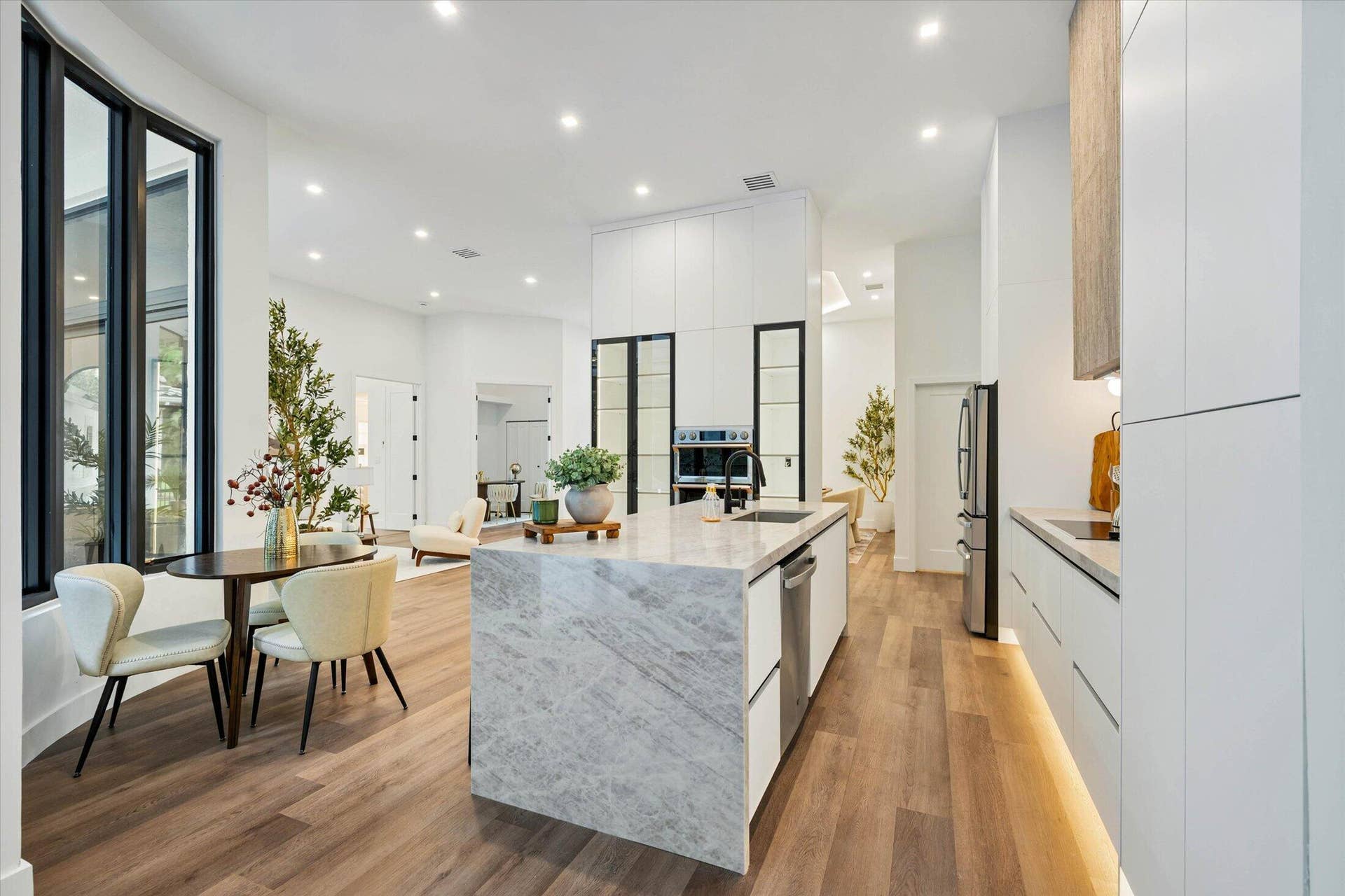 View from Family room into kitchen