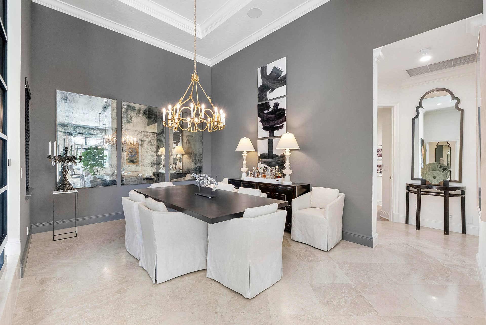 Formal Dining Room with accent wall