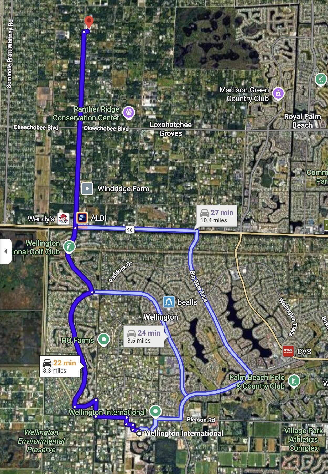 Google Maps - Route to WEF