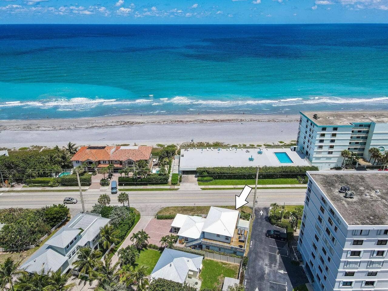 444 ZEPHYR Way, Juno Beach, FL 33408 Aerial View of House & Beach - 2 2 copy