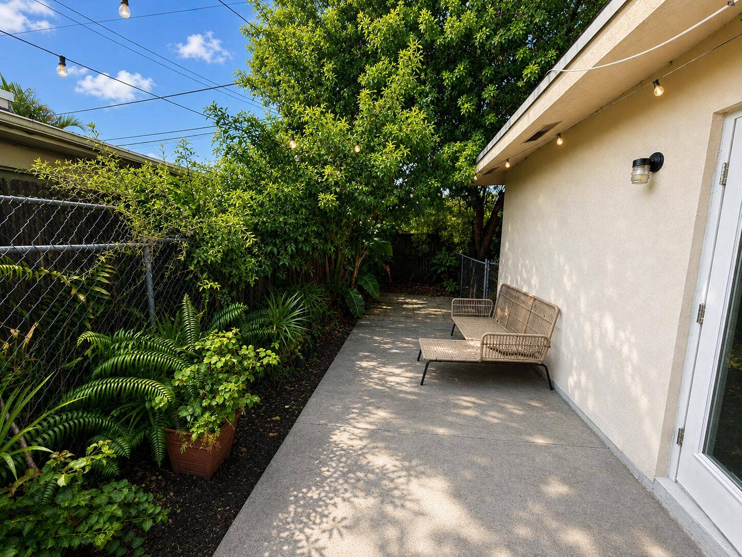 Fully fenced backyard area