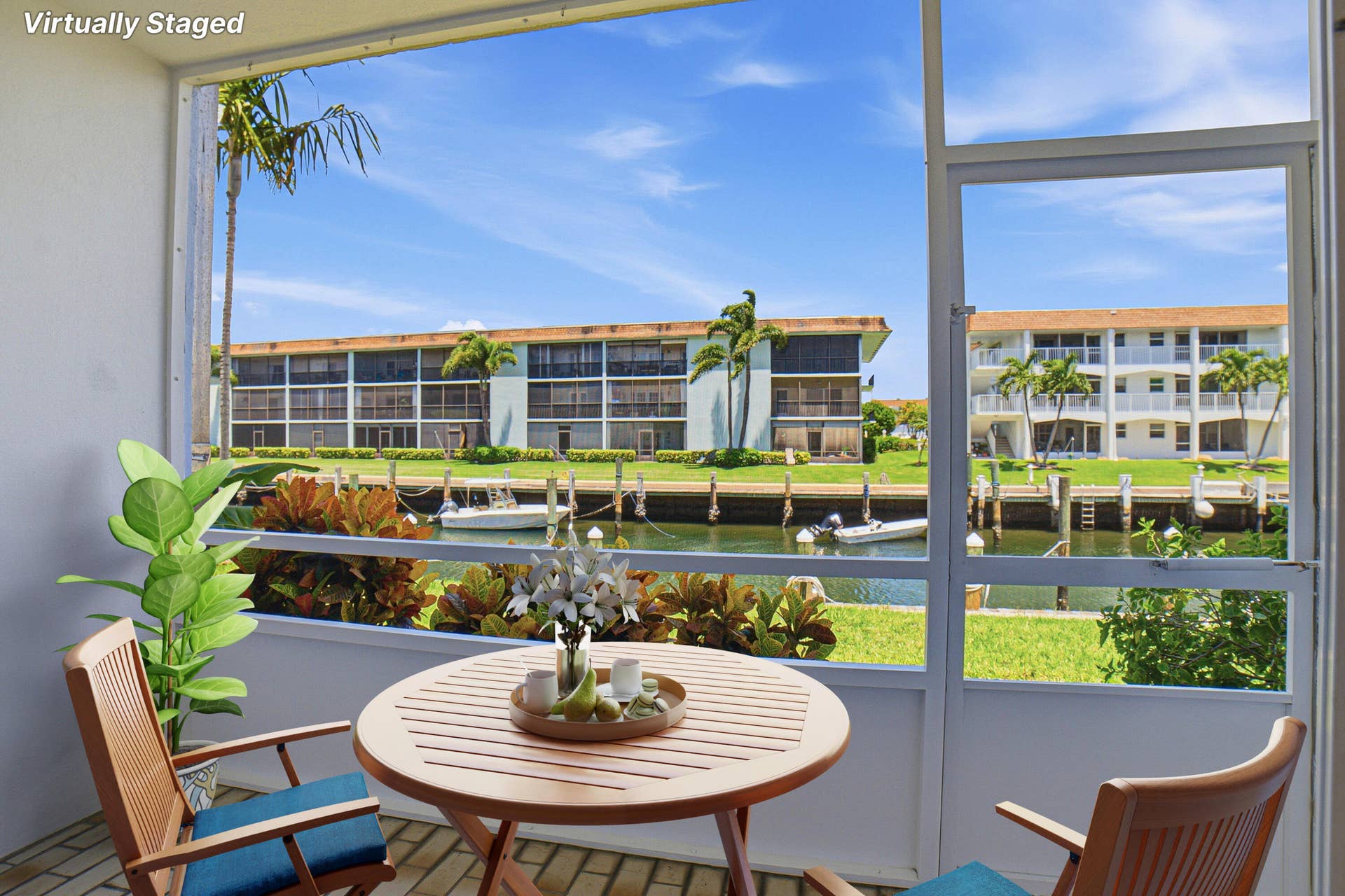 111 Doolen Court, #110, North Palm Beach, FL 33408 Virtually Staged Screened In Patio