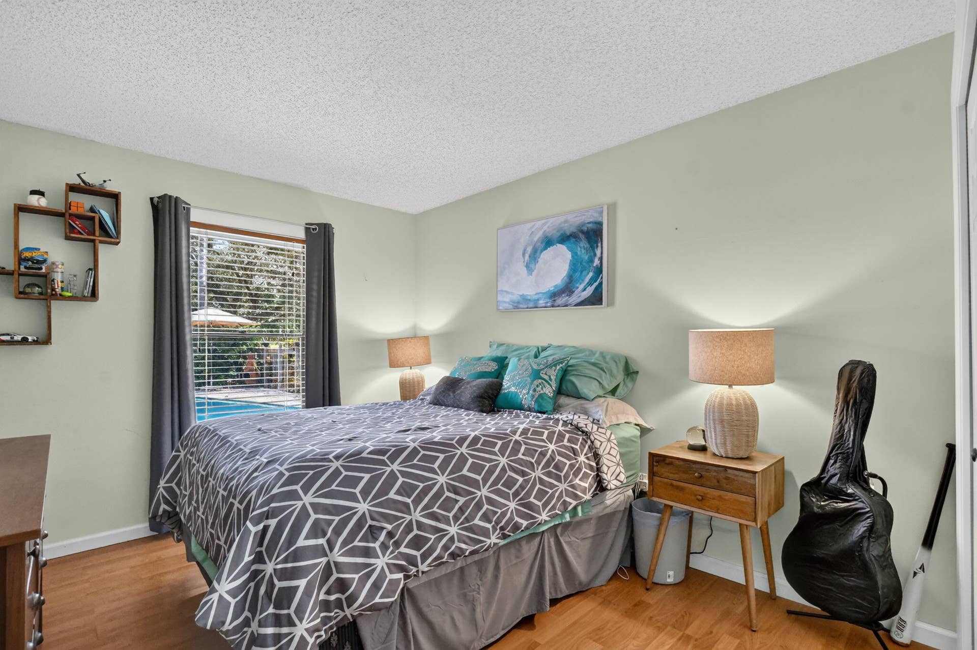 BR 2 overlooks the pool and patio.