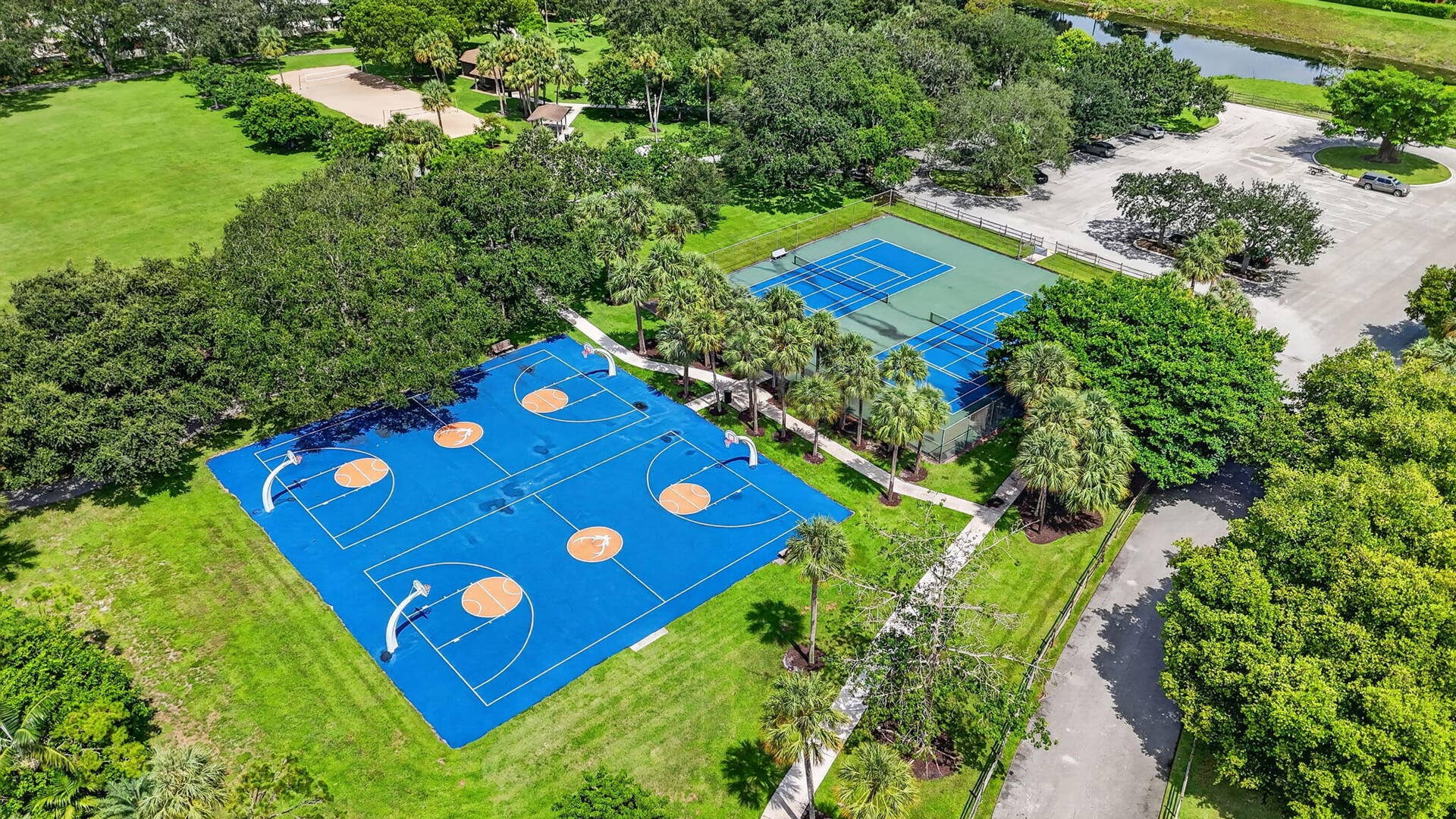 Basketball and Pickleball courts.