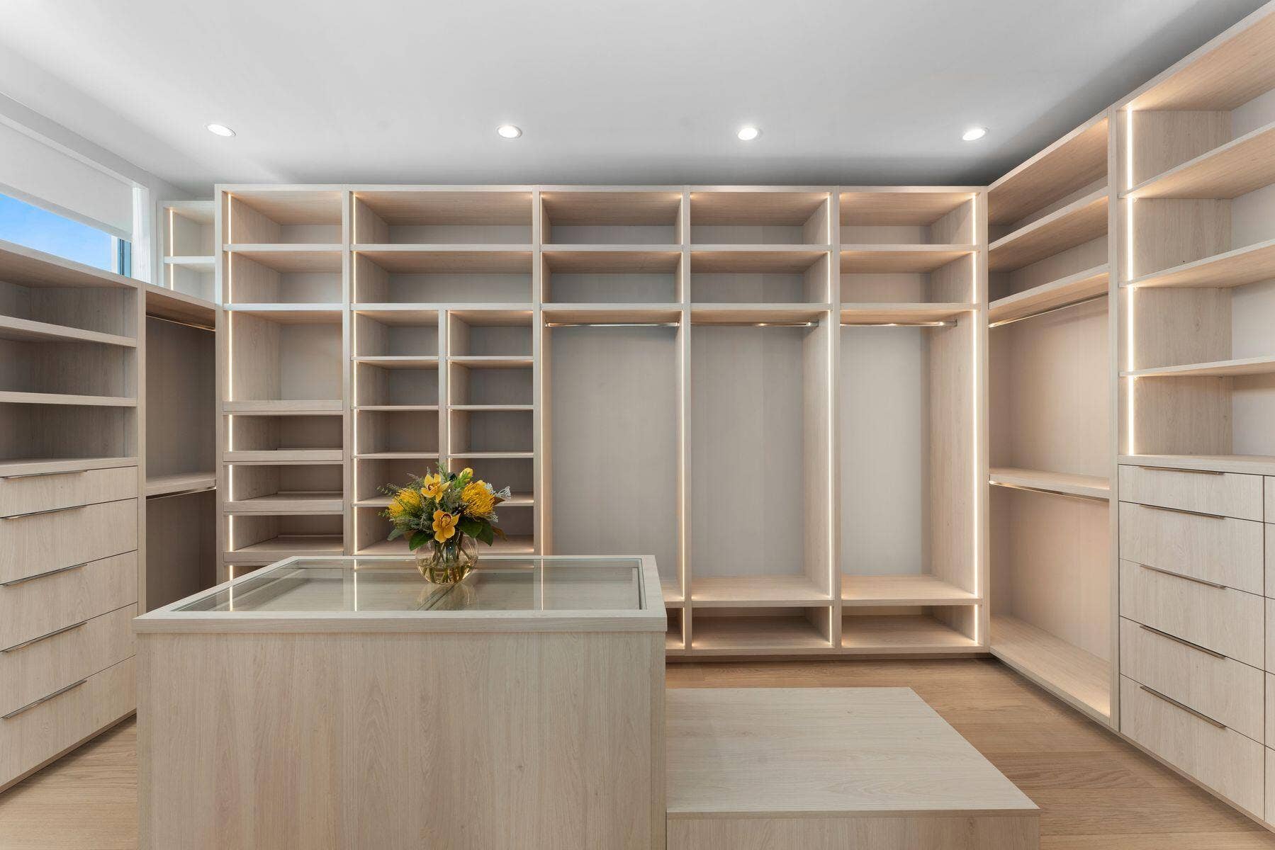 Custom LED-Lit Built-In Closets