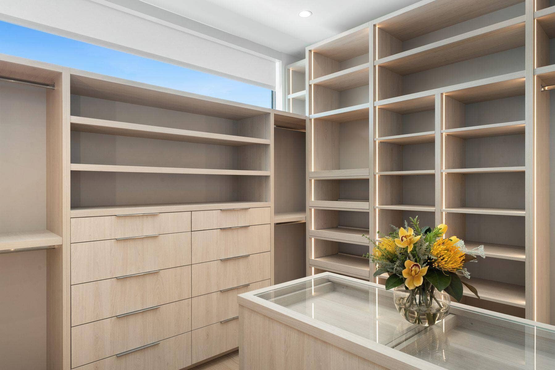 Expansive Designer-Lit Walk-In Closet
