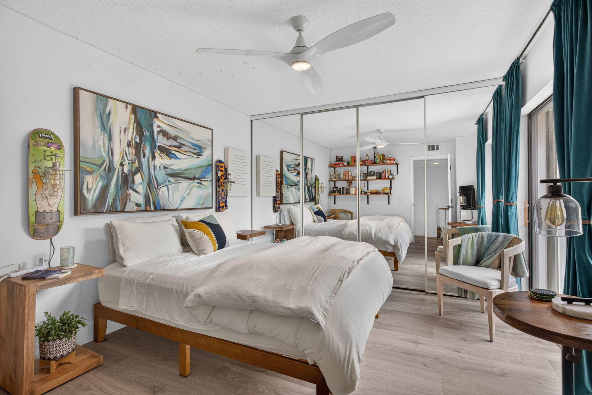 9113 SW 20th Court, #A, Davie, FL 33324 Wood-finish flooring, mirrored closet doors, and recessed lighting