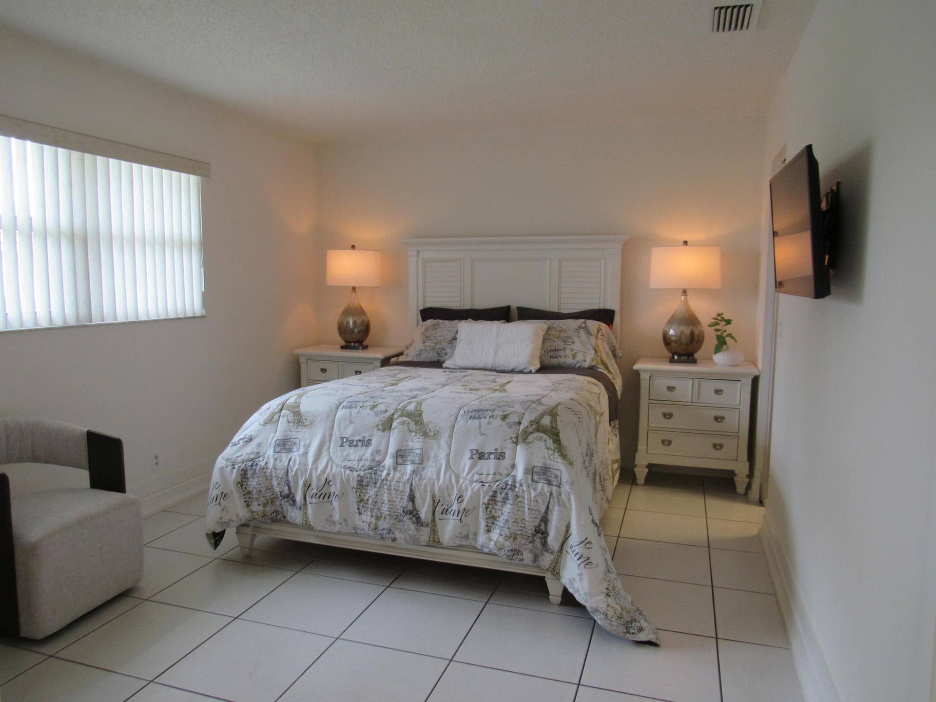 White tiled flooring