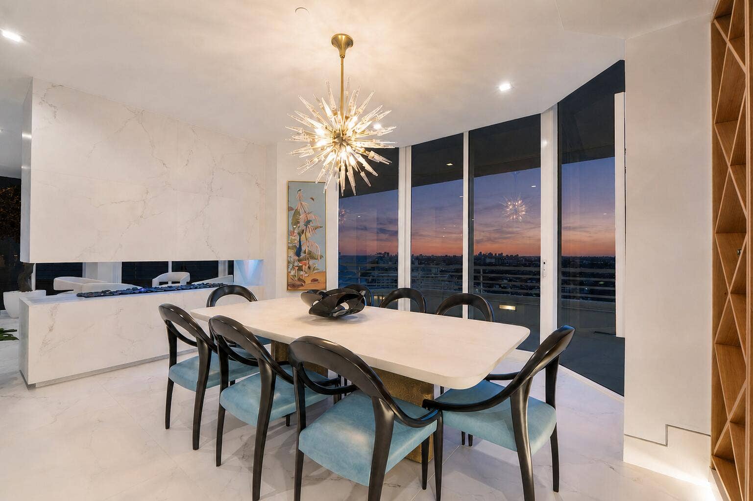 1700 S OCEAN Boulevard, #PH B-D, Lauderdale By The Sea, FL 33062 The Formal Dining room has an array of white oak wine cellar shelving for red wines only